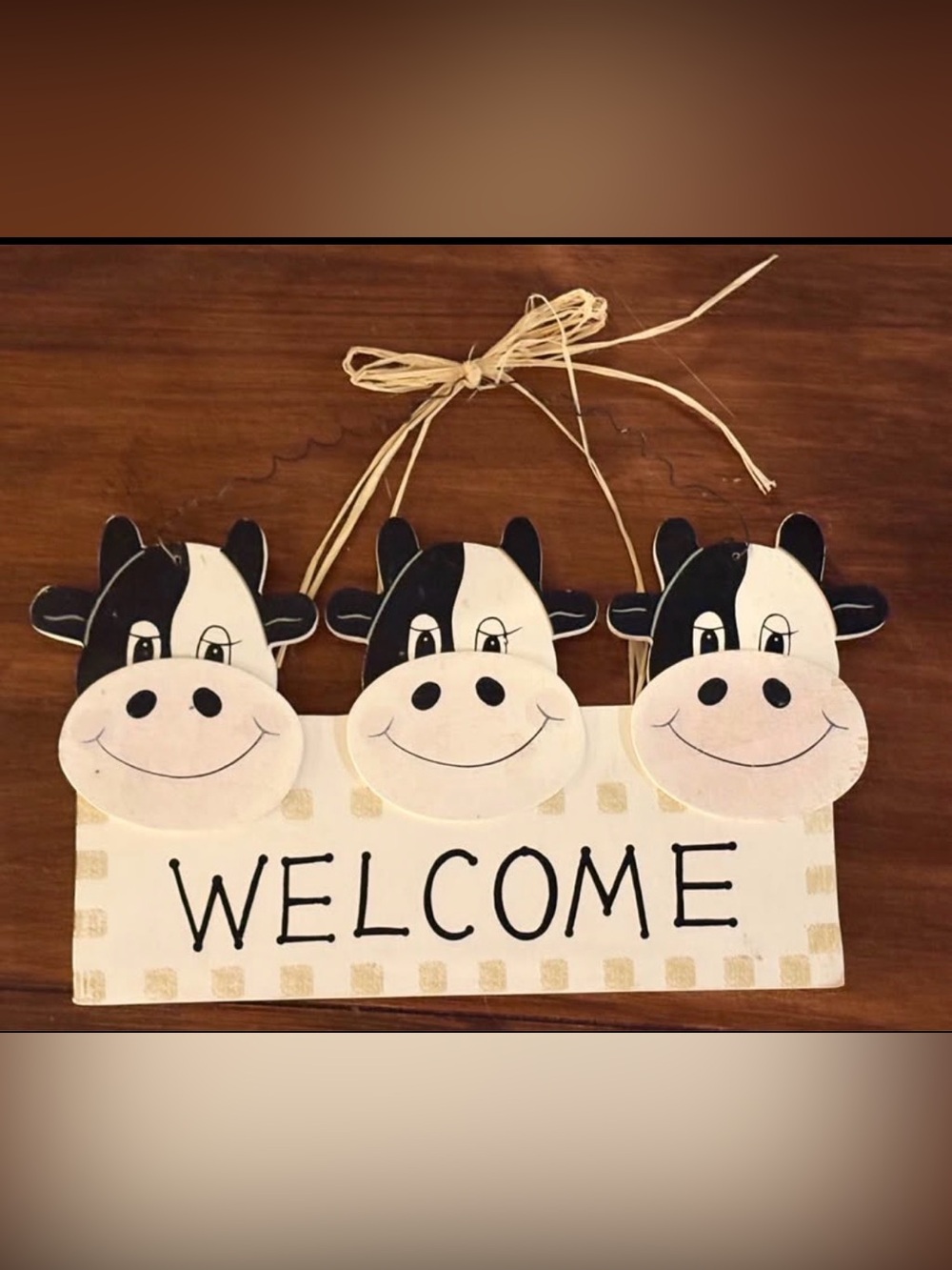 Welcome Cow Hanging Sign - Black and White